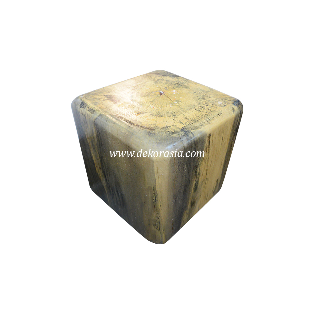 Cube Wooden Stool Decorative, Solid Tamarind Wood Stool for Indoor and Outdoor Home Furniture
